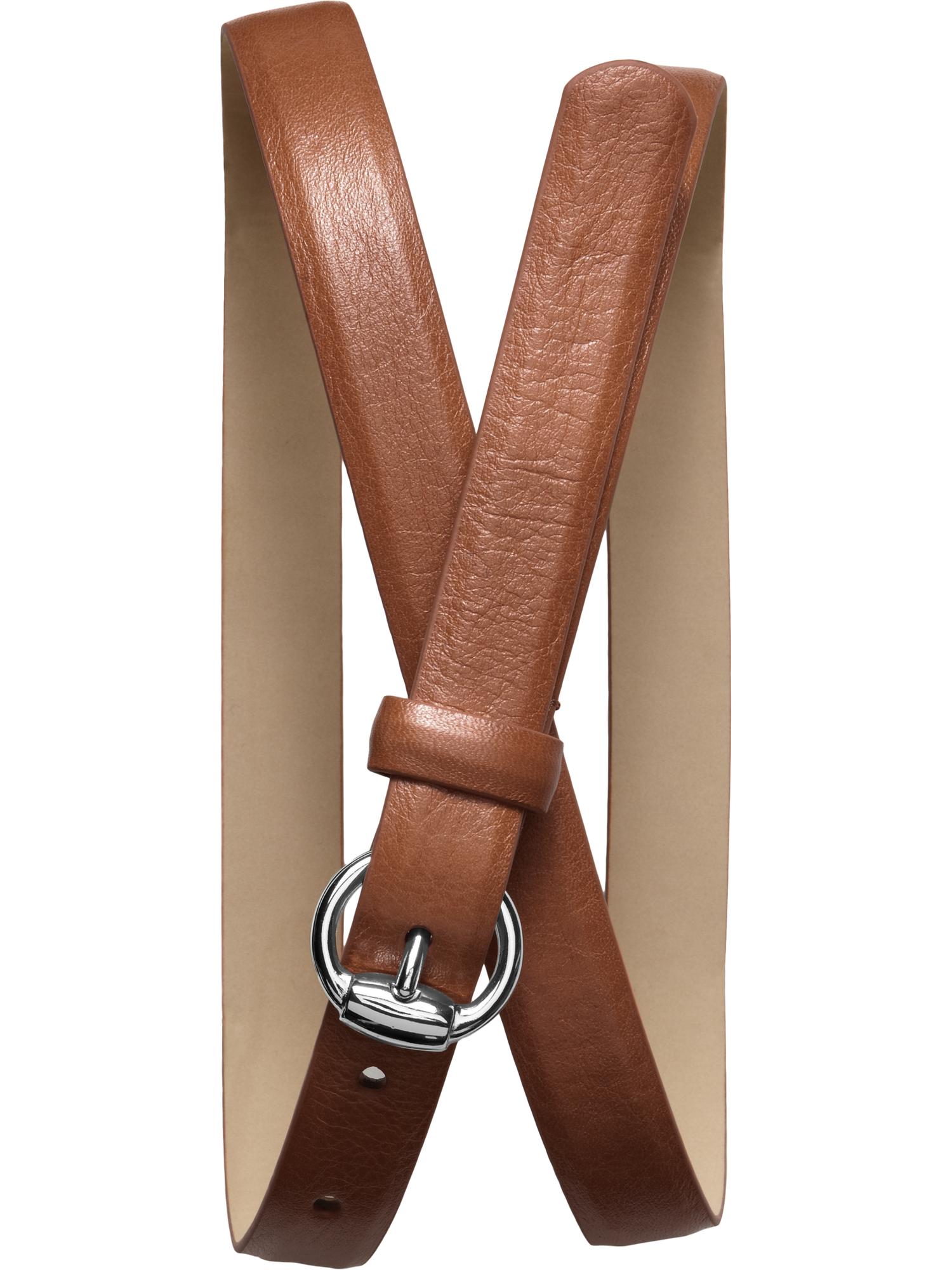 Round Buckle Leather Trouser Belt