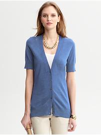 Short-sleeve slub cardigan