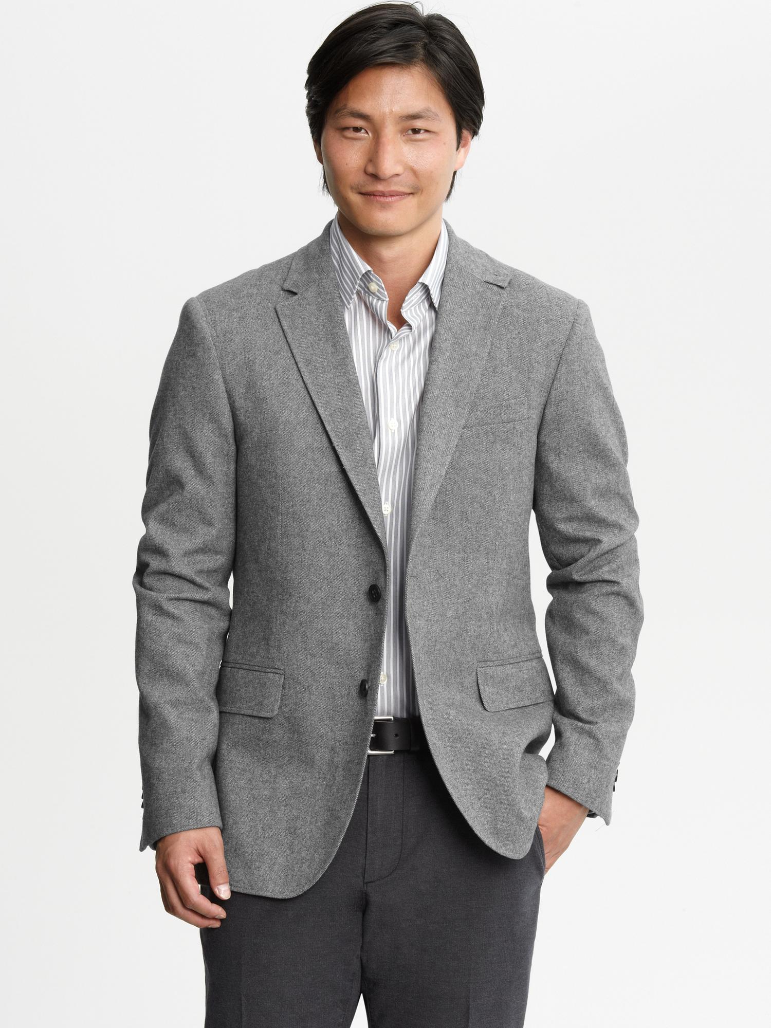 Grey cotton two-button blazer