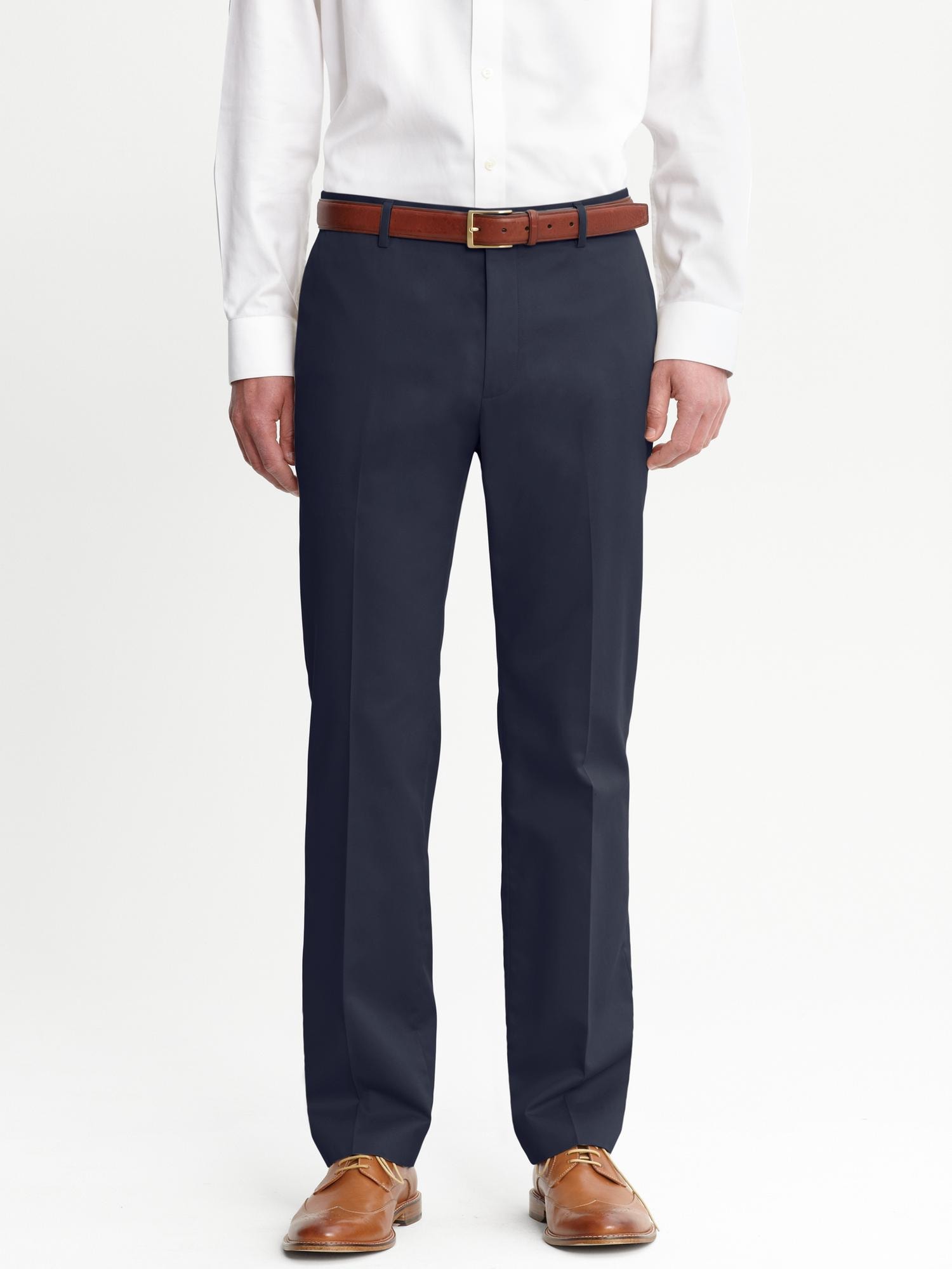 Tailored slim non-iron cotton pant