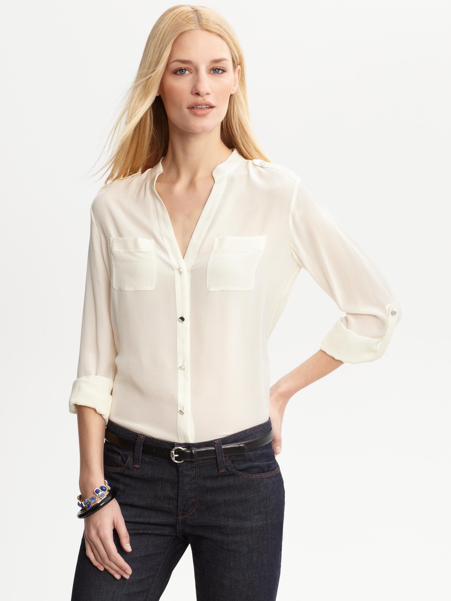 Jane silk button-front blouse
