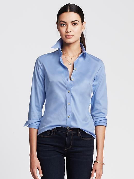 Banana Republic Petite Non Iron Fitted Sateen Shirt