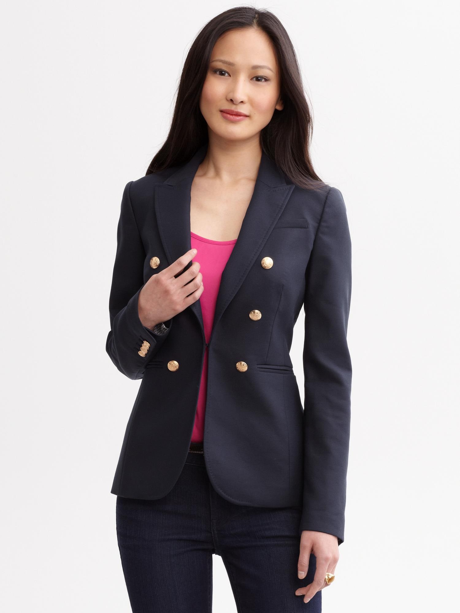 Navy double-breasted blazer