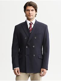 Tailored navy Italian wool double-breasted blazer