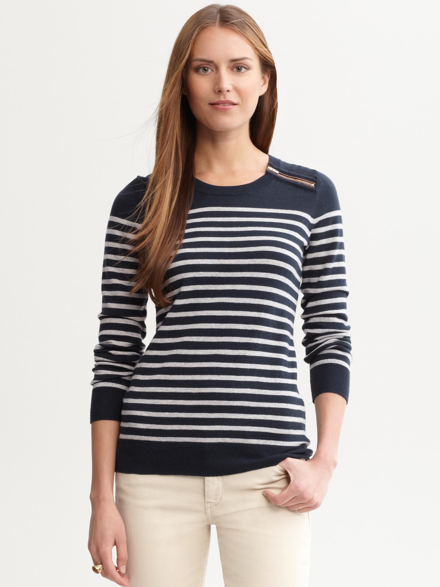 Striped zip sweater