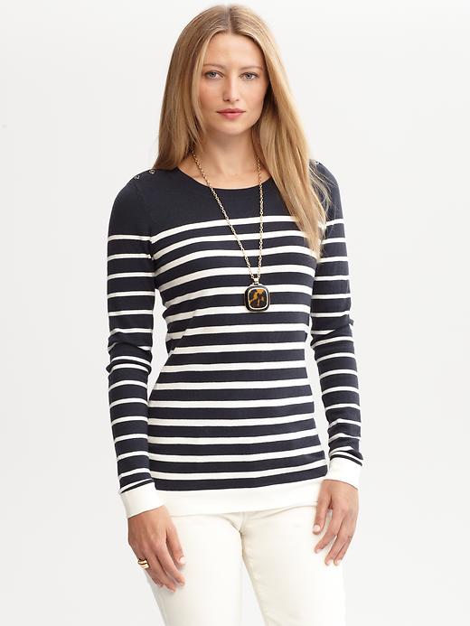 Striped Button Shoulder Pullover