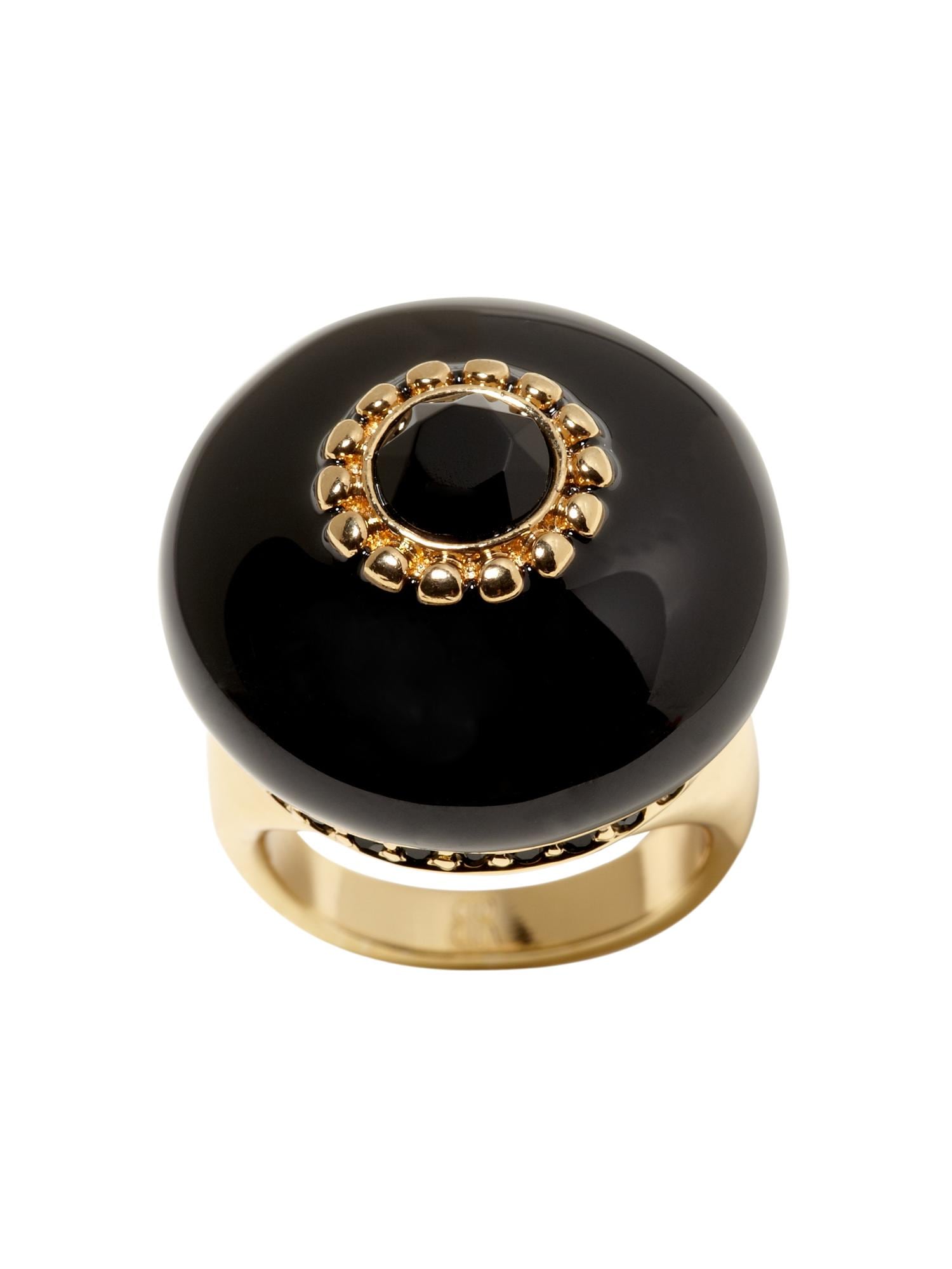 Deco black enamel cocktail ring
