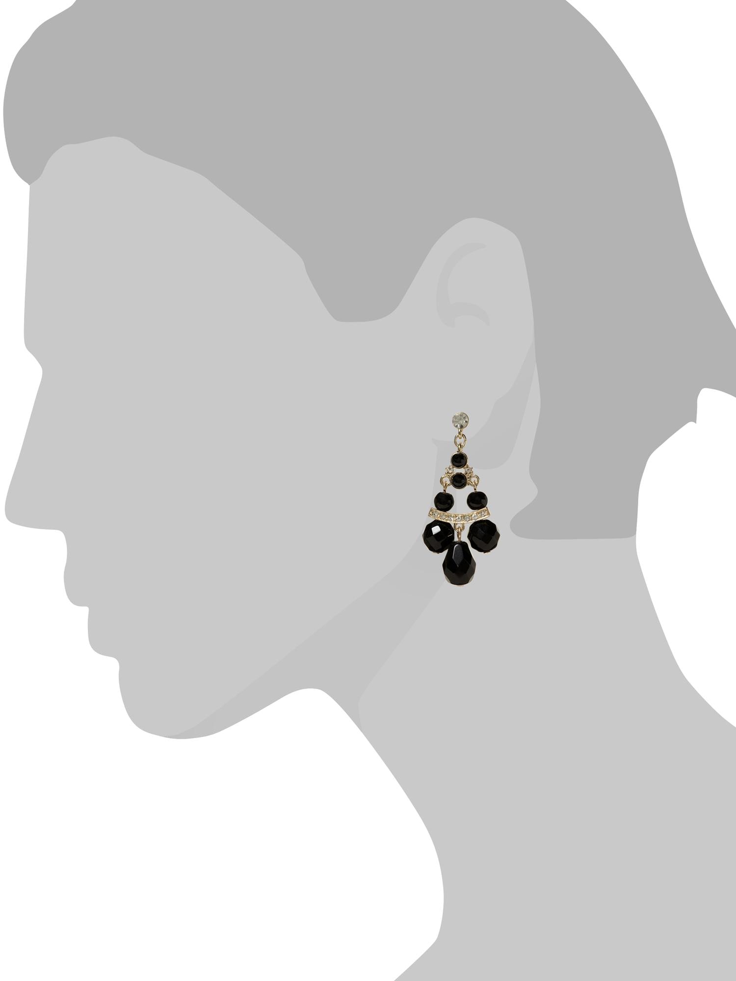 Deco black chandelier earring