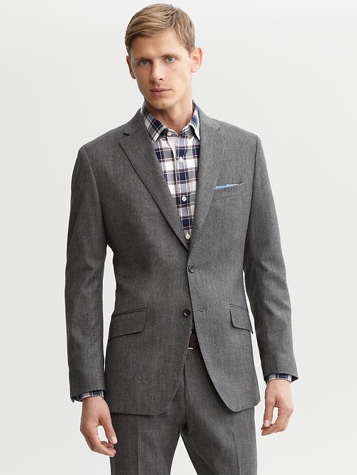 Banana Republic Tailored Grey Tweed Two Button Suit Blazer