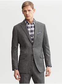 Tailored grey tweed two-button suit blazer