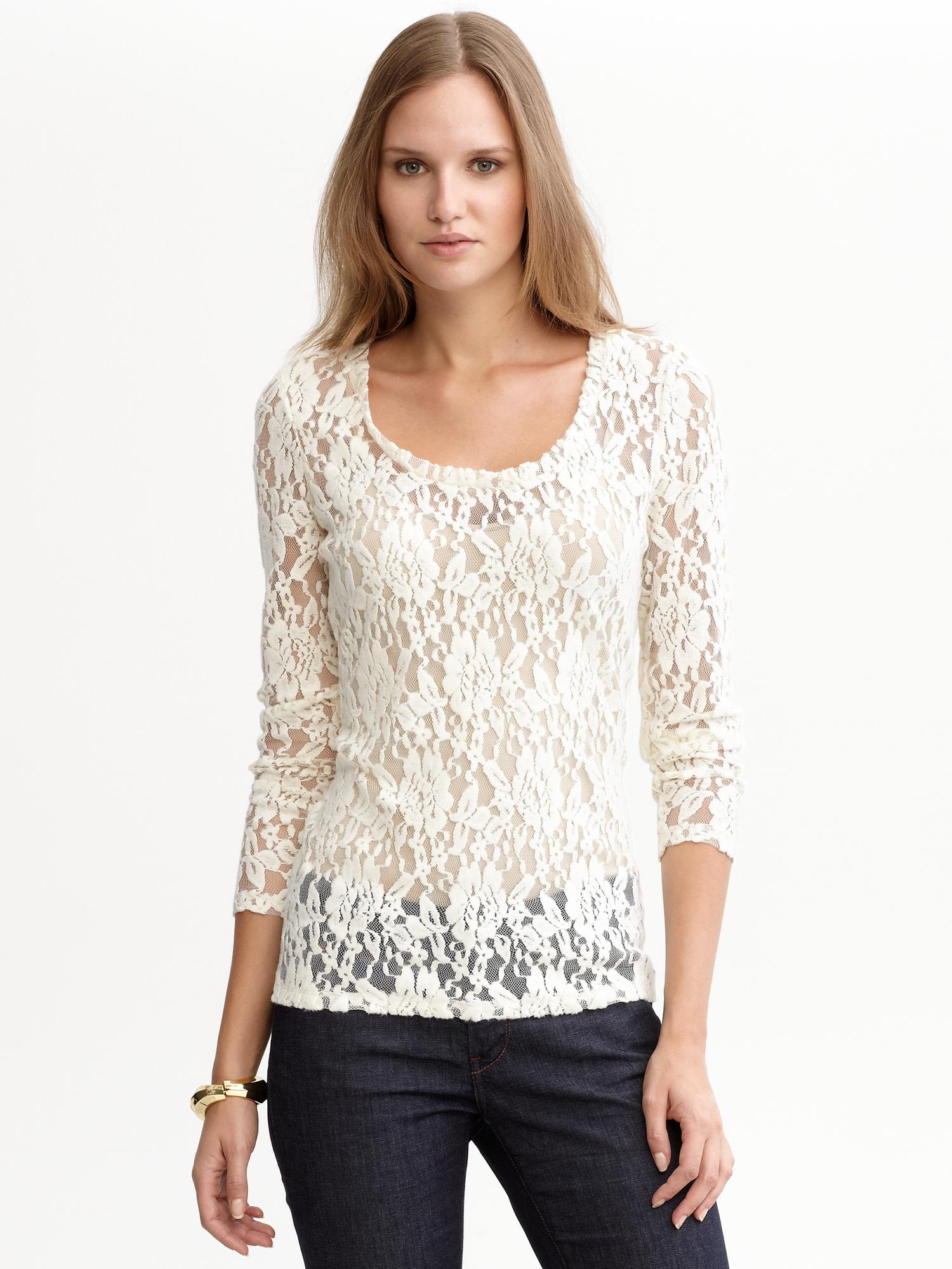 Lace long-sleeved tee