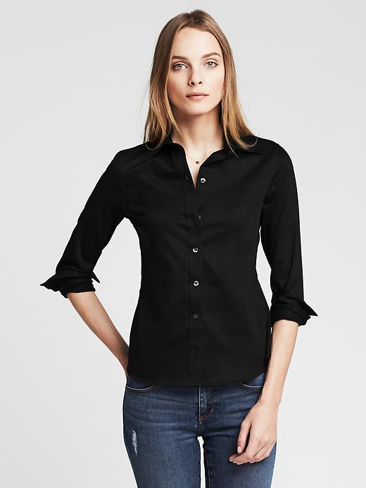 Banana Republic Women's Black Fitted Non-Iron Shirt