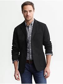 Black knit three-button blazer