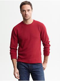 Waffle-knit crew-neck pullover