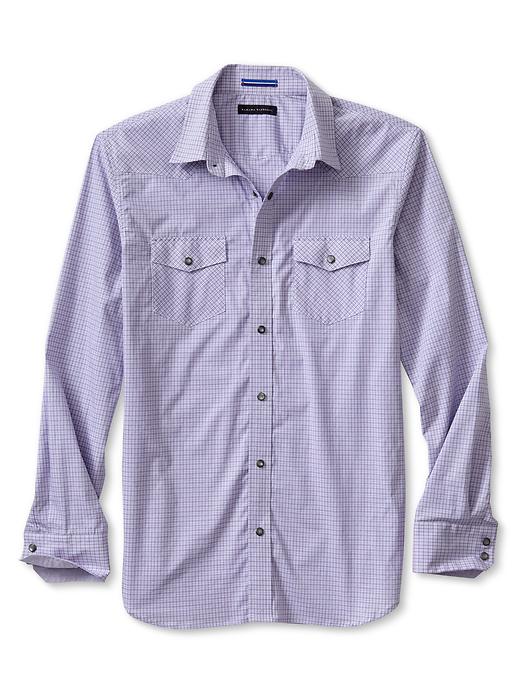 Banana Republic Slim Fit Micro Plaid Western Shirt