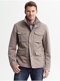 Khaki cotton four-pocket jacket