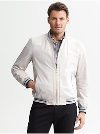 Piped bomber jacket