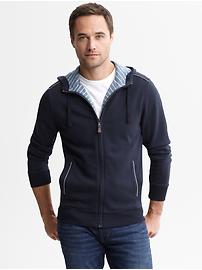 Striped hood zip jacket