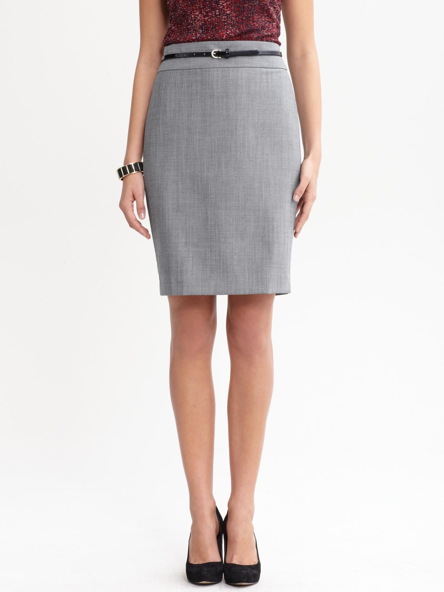 Grey Lightweight Wool Pencil Skirt Banana Republic