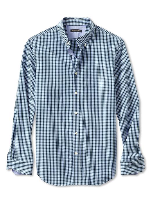 Banana Republic Soft Wash Slim Fit Micro Check Button Down Shirt