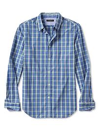Soft-wash slim fit two-tone plaid shirt