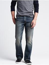 Boot-cut distressed jean