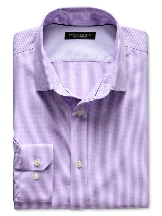 Banana Republic Tailored Slim Fit Non Iron Micro Plaid Shirt