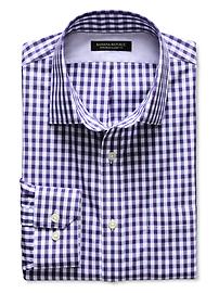 Classic-Fit Non-Iron Purple Gingham Shirt