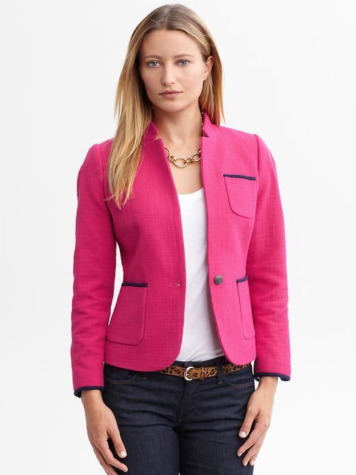 Banana Republic Piped Pink Cotton Blazer