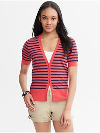 Striped Short-Sleeve Cardigan