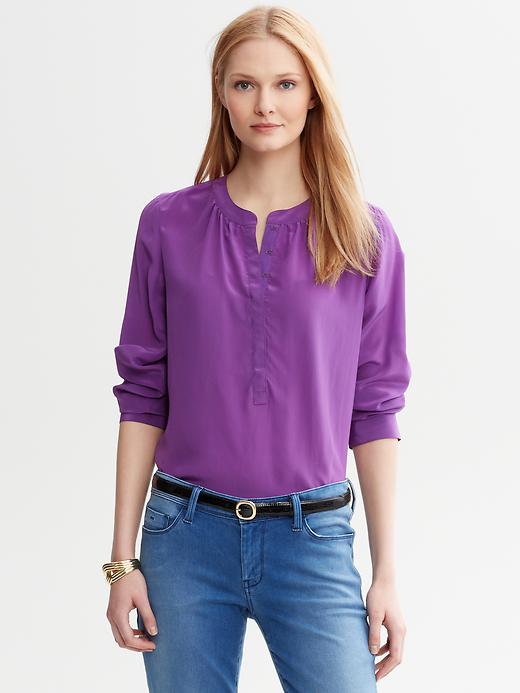Banana Republic Silk Roll Sleeve Blouse