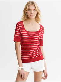 Striped Square-Neck Pullover