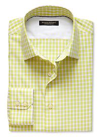 Slim-Fit Non-Iron Green Gingham Shirt