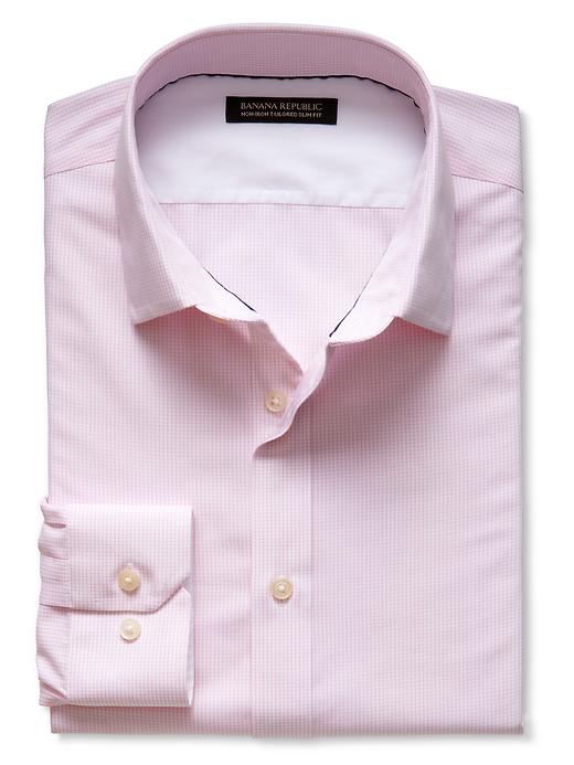 Banana Republic Tailored Slim Fit Non Iron Micro Plaid Shirt