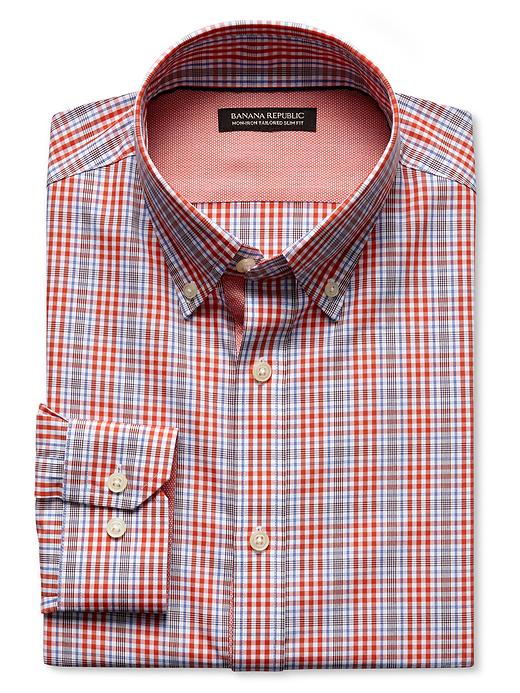 Banana Republic Tailored Slim Fit Non Iron Plaid Button Down Shirt