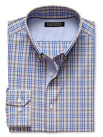 Tailored Slim-Fit Non-Iron Plaid Button-Down Shirt