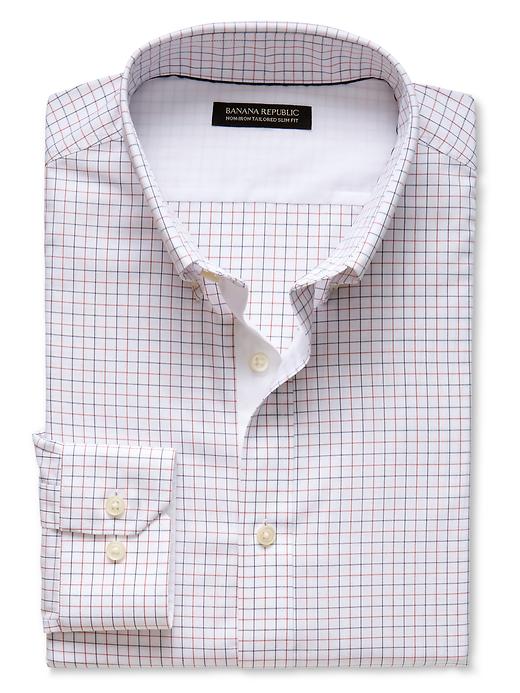 Banana Republic Tailored Slim Fit Non Iron Check Button Down Shirt