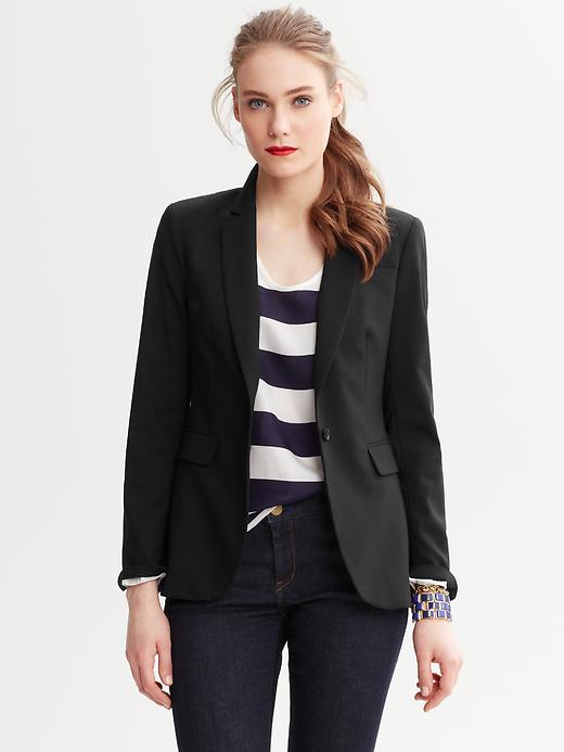 Banana Republic Black Lightweight Wool Blazer