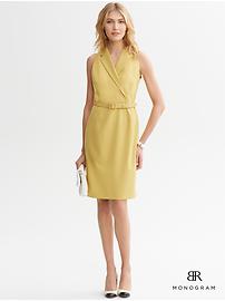 BR Monogram Shawl-Collar Sheath Dress