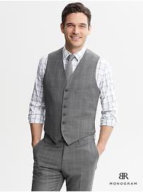 BR Monogram grey windowpane wool suit vest