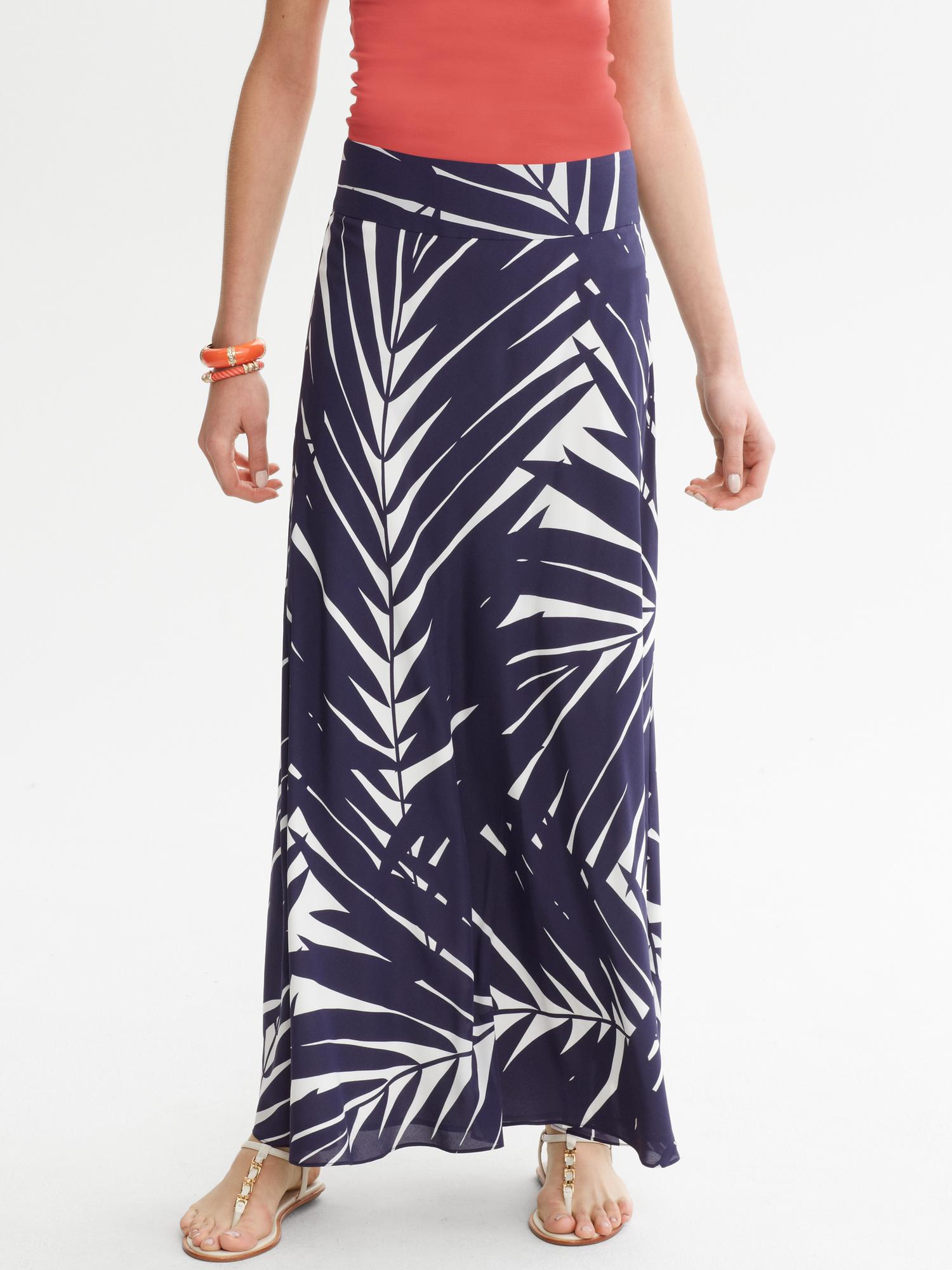 Palm Print Silk Patio Skirt