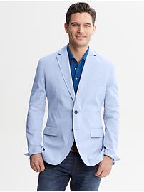 Tailored Blue Micro-Gingham Blazer