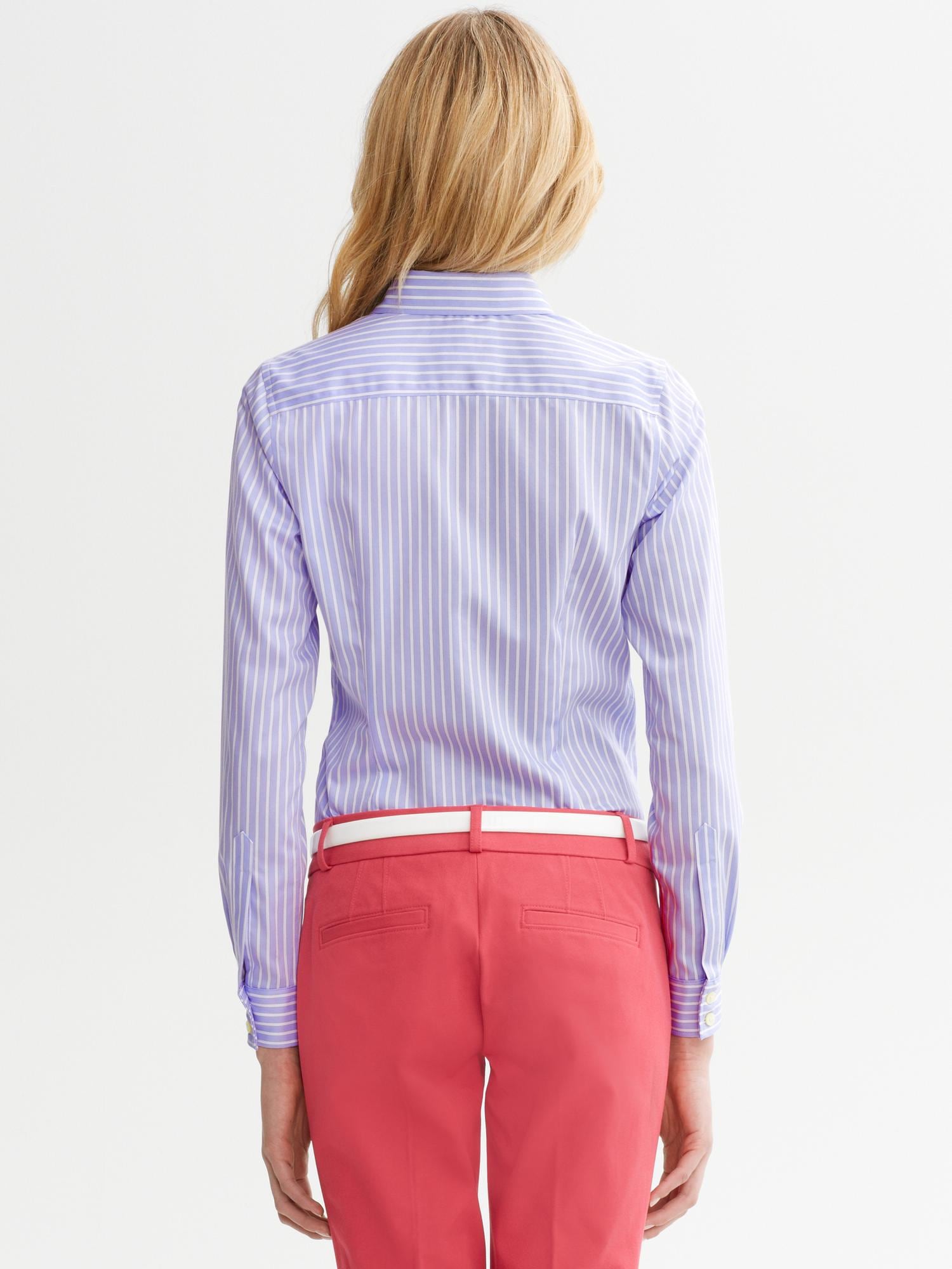 Fitted Non-Iron Vertical-Stripe Shirt