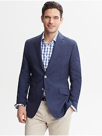 Tailored Navy Linen-Wool Blazer