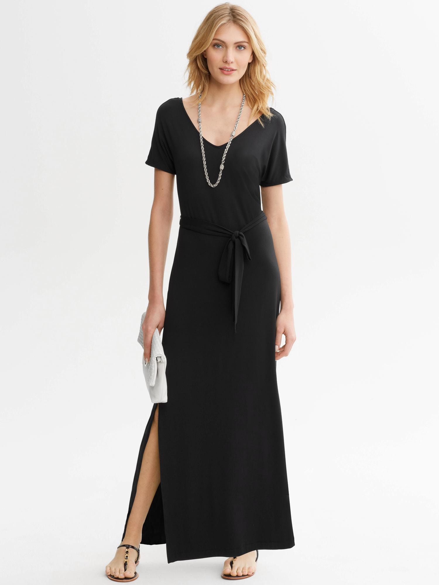 Black Tie-Front Patio Dress