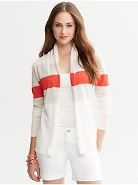 Triple-Stripe Open Cardigan