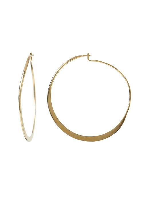 Banana Republic Women's Golden Medium Oblong Hoop Earrings