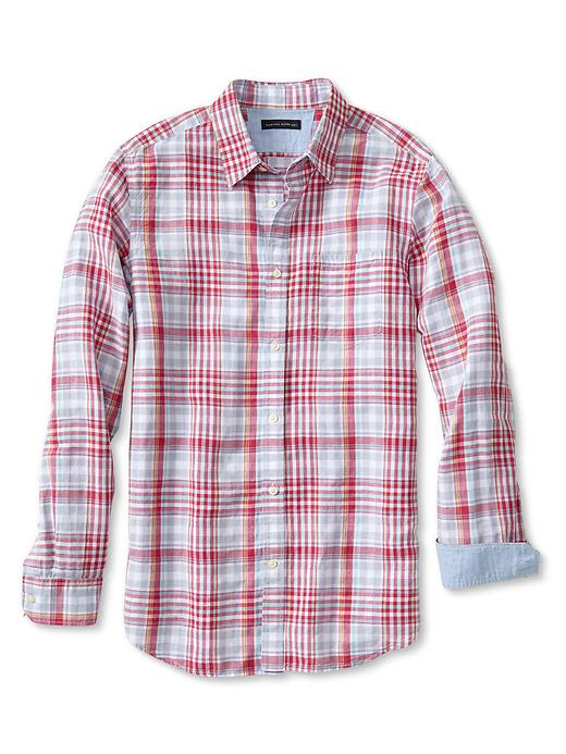 Banana Republic Slim Fit Multi Plaid Linen Cotton Shirt