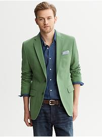 Tailored Green Chino Two-Button Blazer