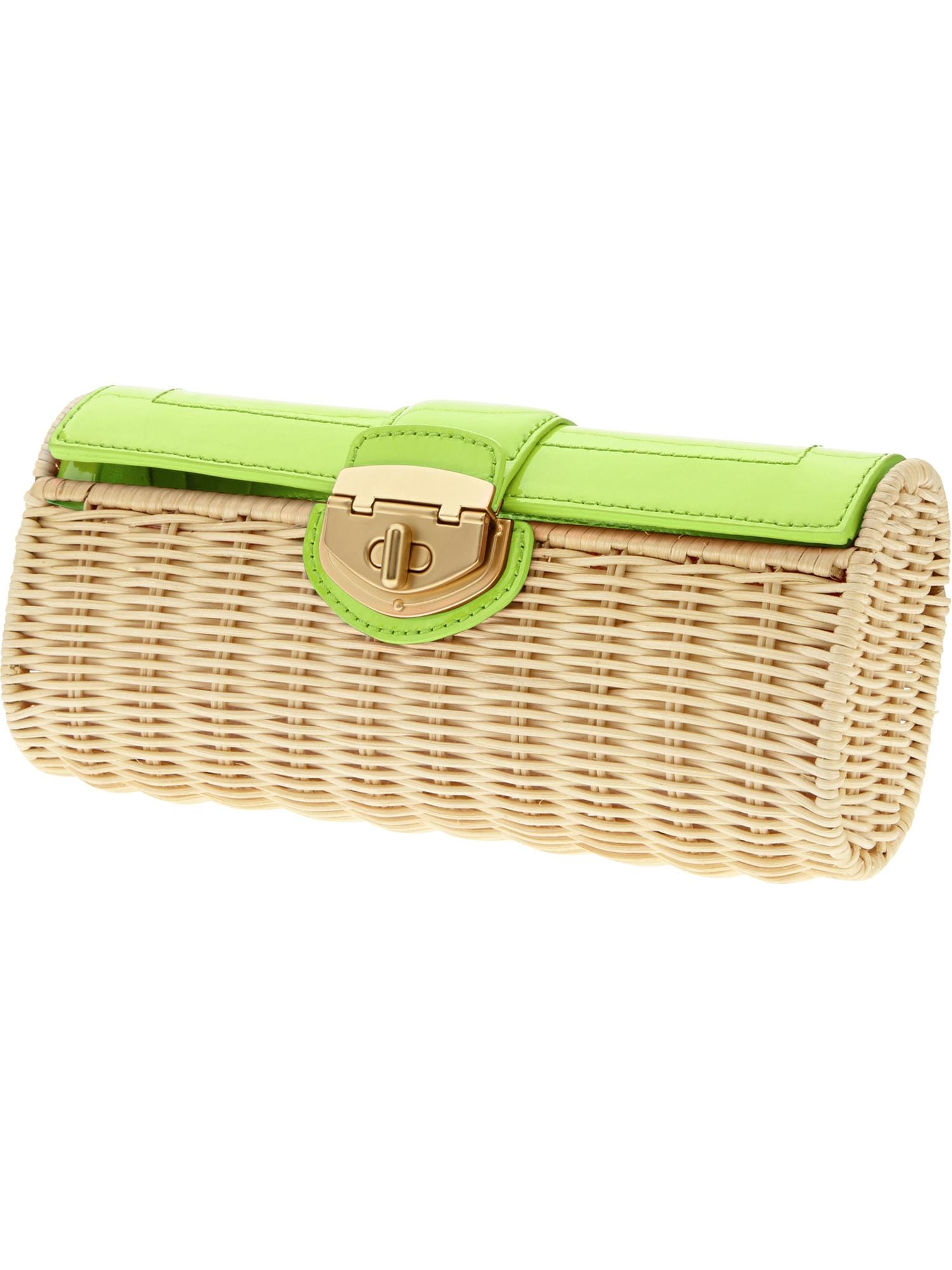 Milly Collection Patent Wicker Clutch